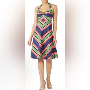 Trina Turk Rhiannon Halter A-Line‎ Colorful Dress - 0